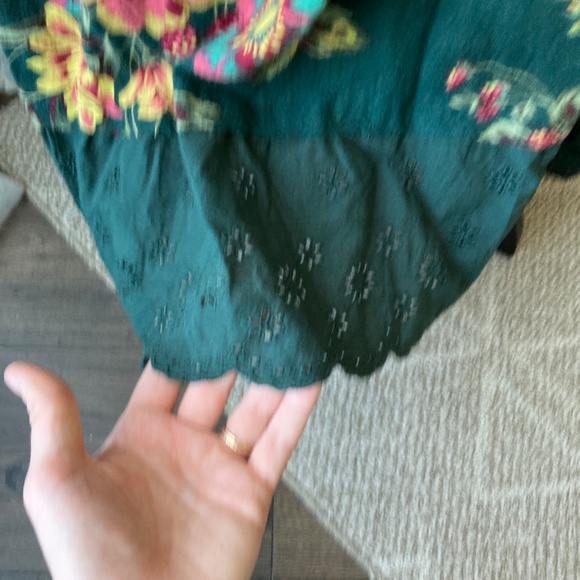 April Cornell Floral Sikkem Maxi Dress Forest Green flowers Sz M-L - Picture 5 of 9